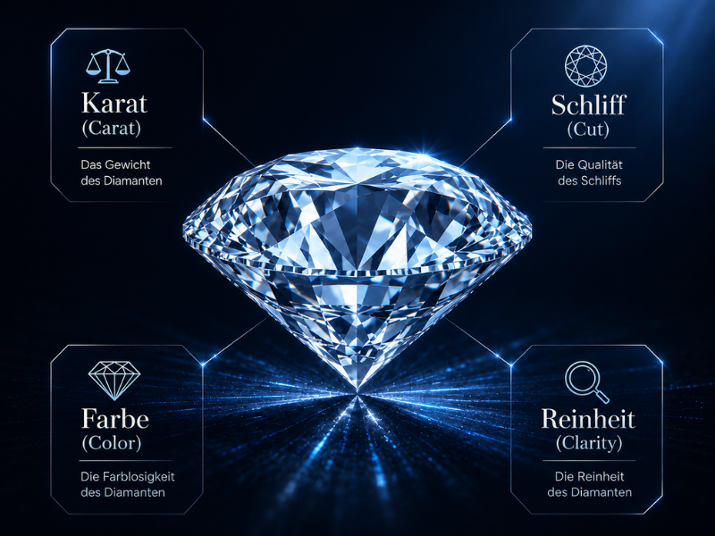 Diamant zur Erklärung der vier Qualitätsmerkmale