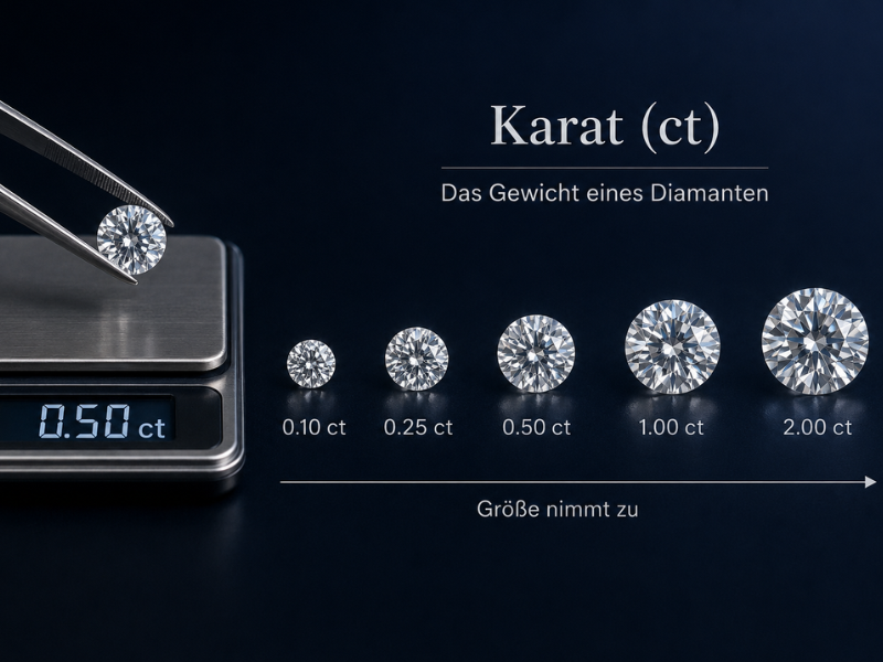 Diamant zur Erklärung des Karatgewichts